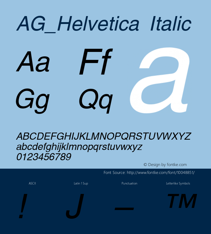 AG_Helvetica Italic 001.000图片样张