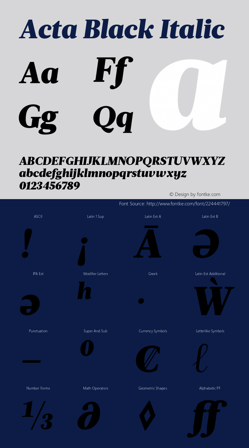 Acta-BlackItalic Version 1.000图片样张