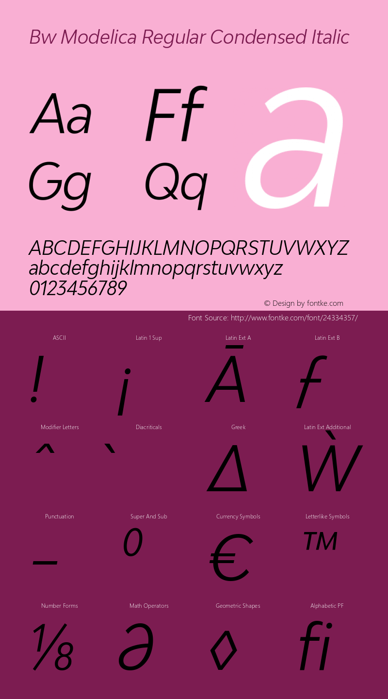 Bw Modelica Regular Condensed Italic Version 2.000;PS 002.000;hotconv 1.0.88;makeotf.lib2.5.64775图片样张