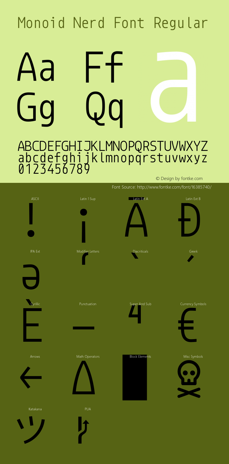 Monoid Nerd Font Regular Version 0.61;Nerd Fonts 0.7.图片样张