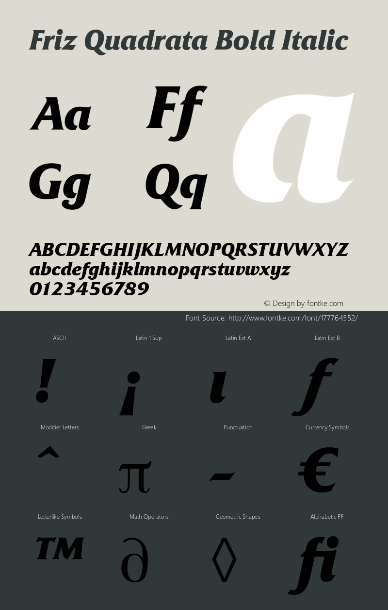 Friz Quadrata Bold Italic 005.000图片样张