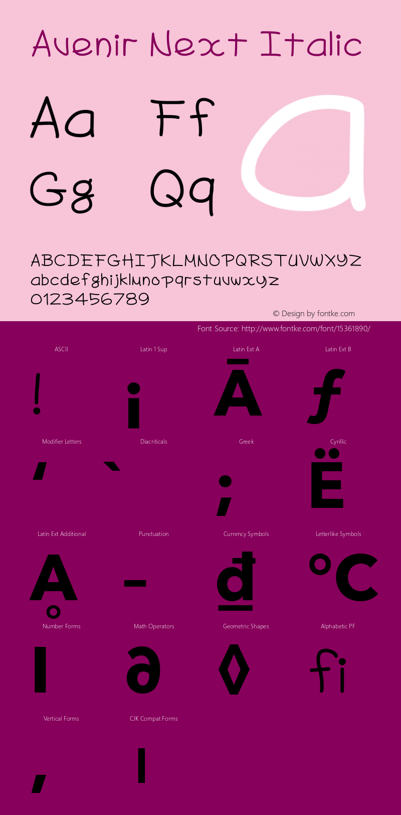 Avenir Next Italic 8.0d5e5图片样张