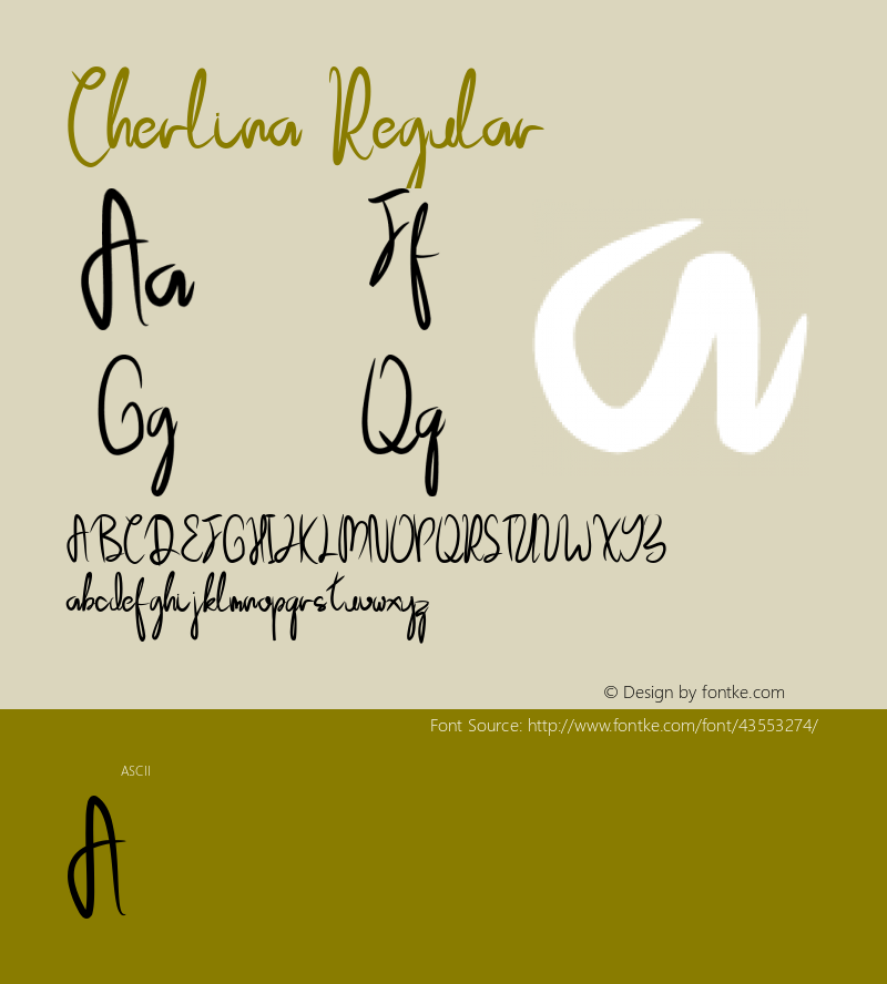 Cherlina Version 1.00;September 26, 2019;FontCreator 11.5.0.2430 32-bit图片样张