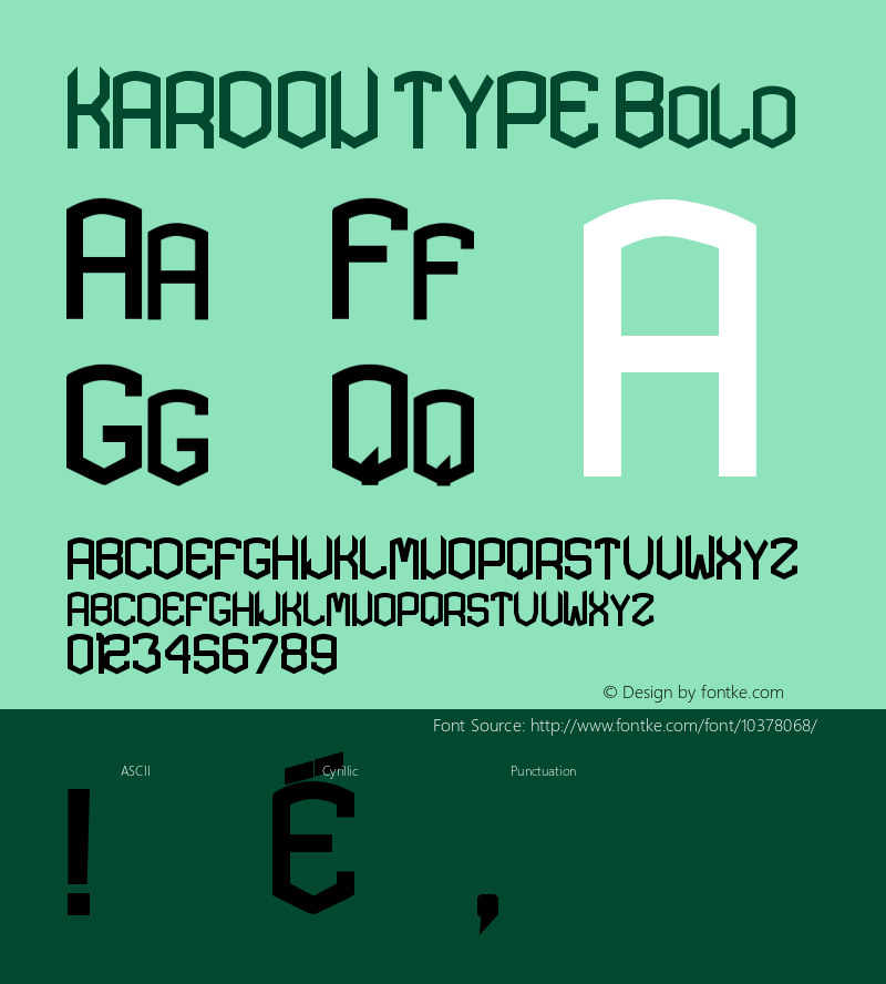 KARDON TYPE Bold Version 1.000  http://www.revision.ru/users/mrFRUKTA图片样张