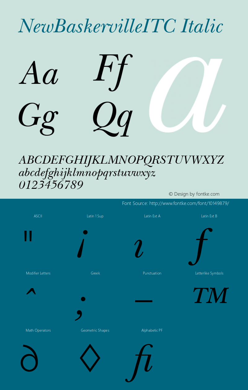 NewBaskervilleITC Italic Version 001.000图片样张