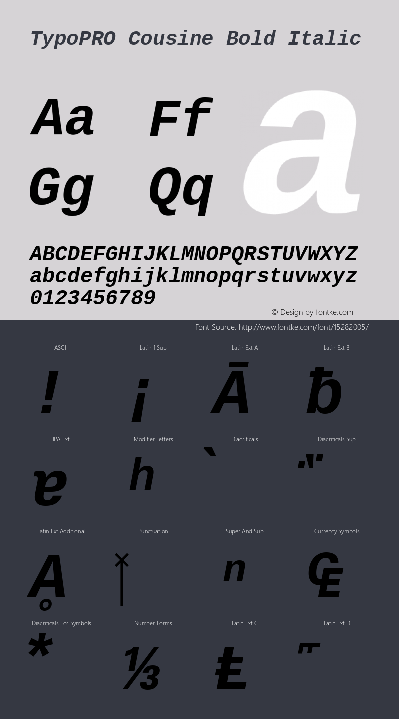 TypoPRO Cousine Bold Italic Version 1.21图片样张