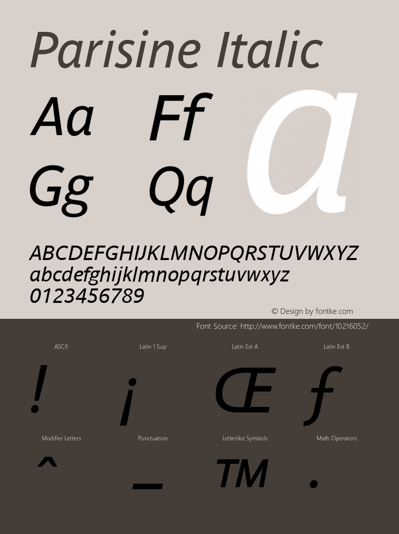 Parisine Italic Version 1.00图片样张