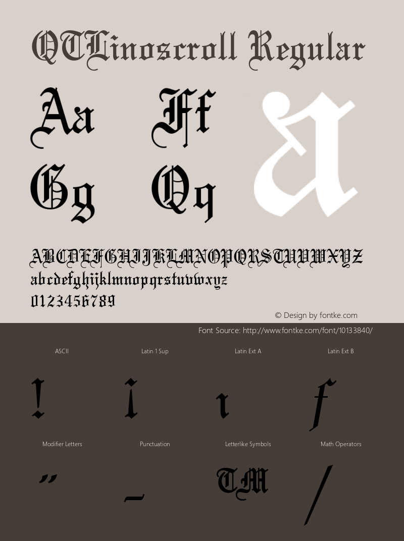 QTLinoscroll Regular QualiType TrueType font  9/18/92图片样张