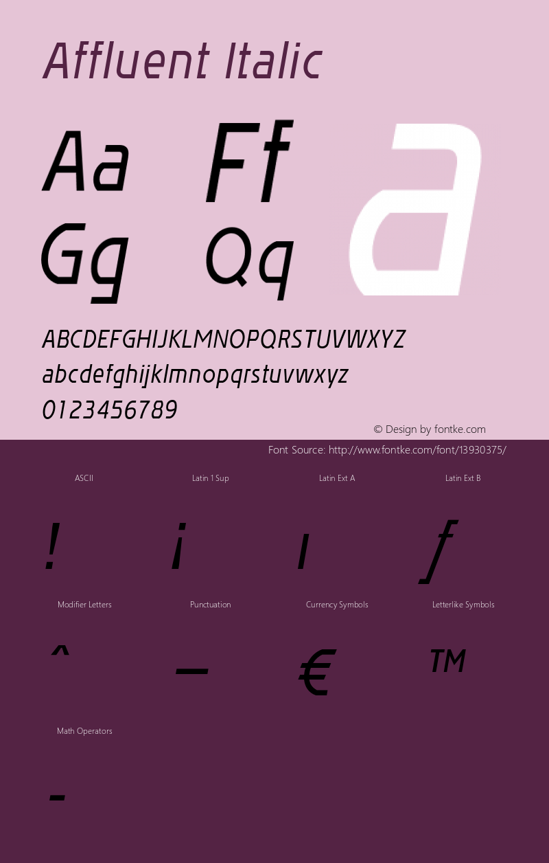 Affluent Italic Version 1.100 2004图片样张