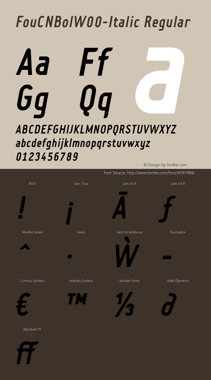 FouCNBolW00-Italic Regular Version 1.10图片样张