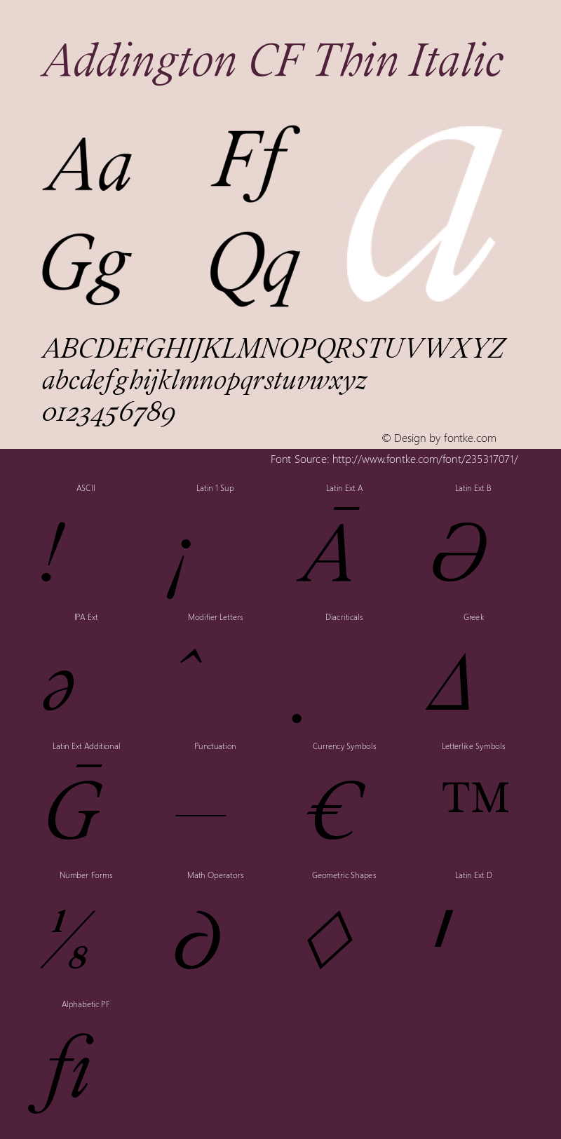 Addington CF Thin Italic Version 2.000;FEAKit 1.0图片样张