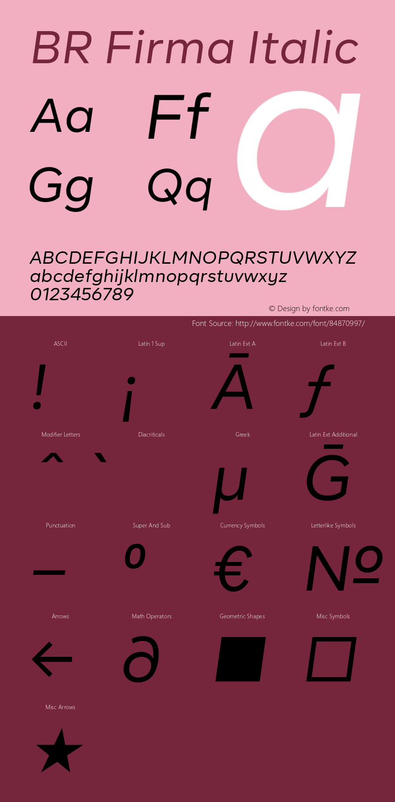 BR Firma Regular Italic Version 1.001;hotconv 1.0.109;makeotfexe 2.5.65596图片样张