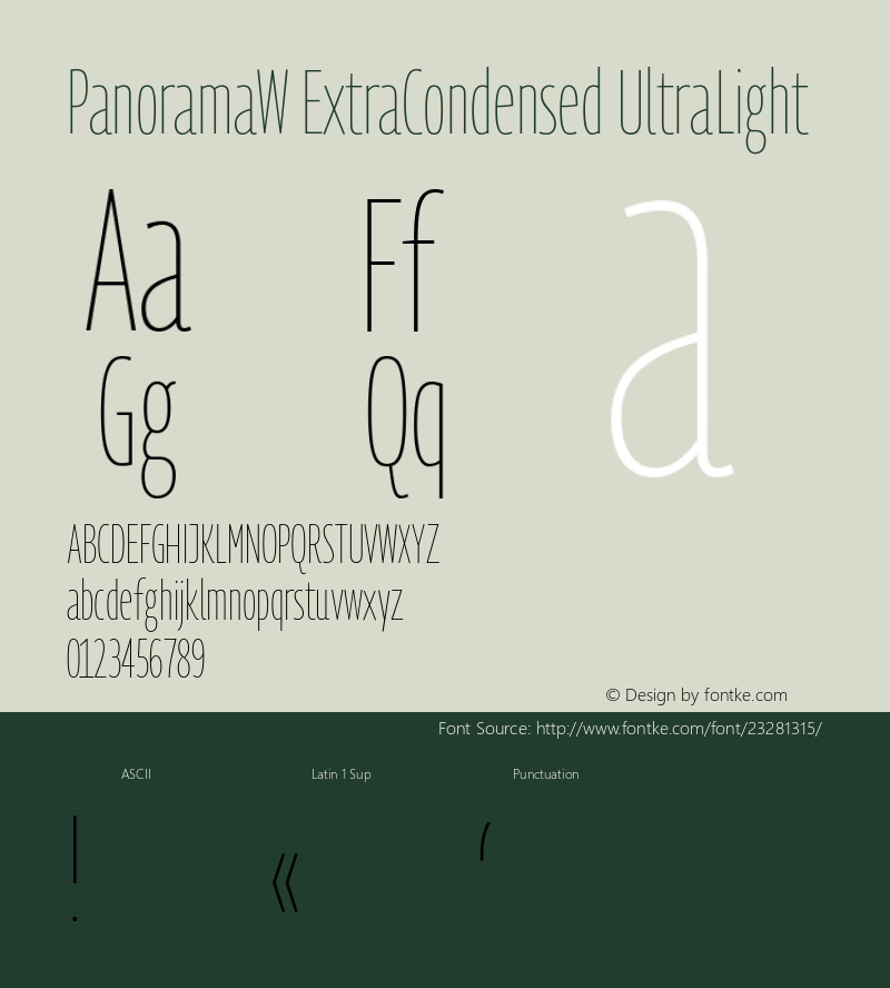 PanoramaW ExtraCondensed UltraLight Regular Version 1.001;PS 1.1;hotconv 1.0.72;makeotf.lib2.5.5900; ttfautohint (v0.92) -l 8 -r 50 -G 200 -x 14 -w 