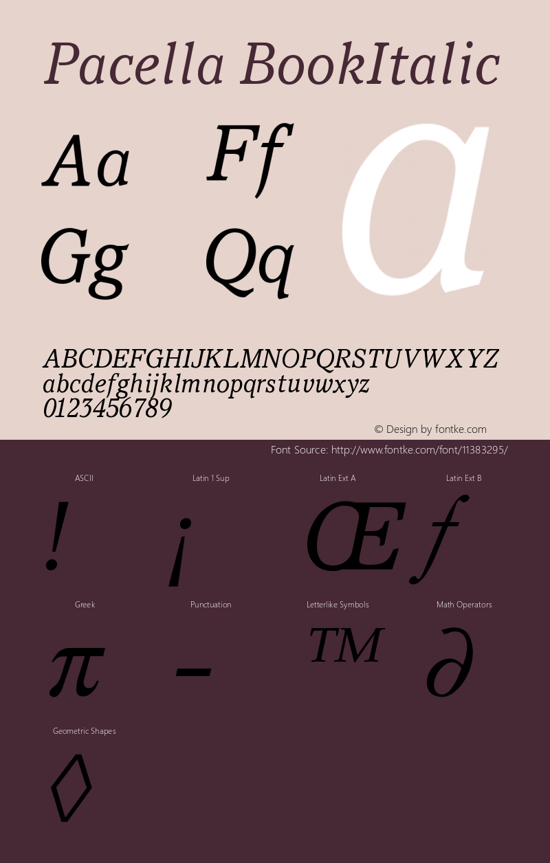 Pacella BookItalic Version 001.000图片样张