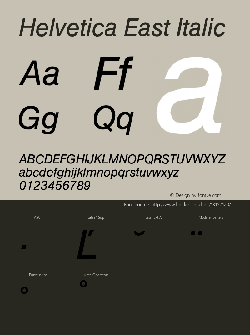 Helvetica East Italic Version 001.000图片样张