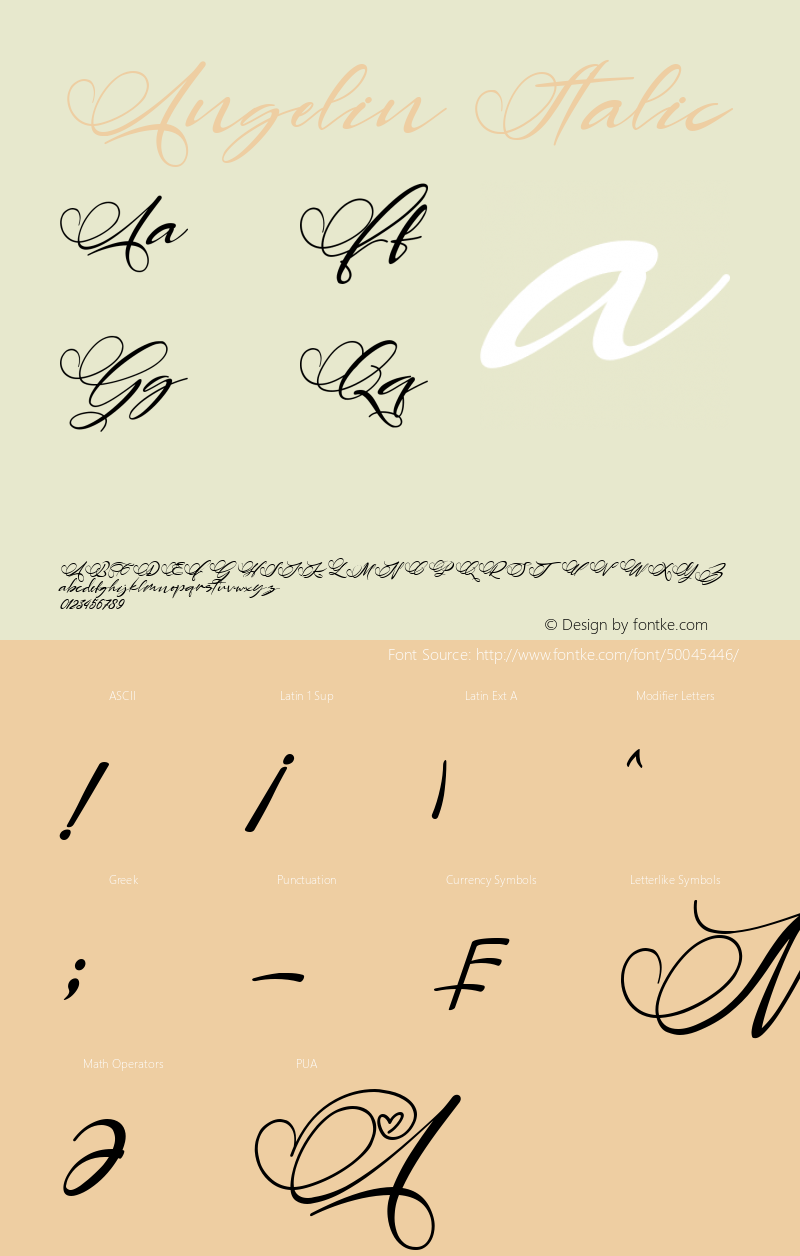 Angelin Italic Version 1.00;January 4, 2020;FontCreator 11.5.0.2430 64-bit图片样张