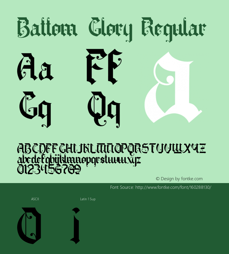 Battom Glory Version 1.00;August 31, 2020;FontCreator 12.0.0.2560 64-bit图片样张