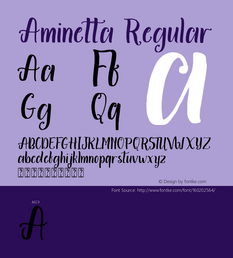 Aminetta Version 1.00;May 7, 2020;FontCreator 11.5.0.2430 32-bit图片样张