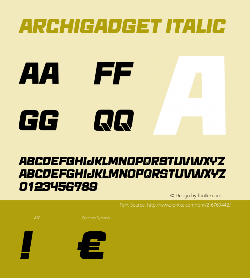 Archigadget Italic Version 1.000图片样张