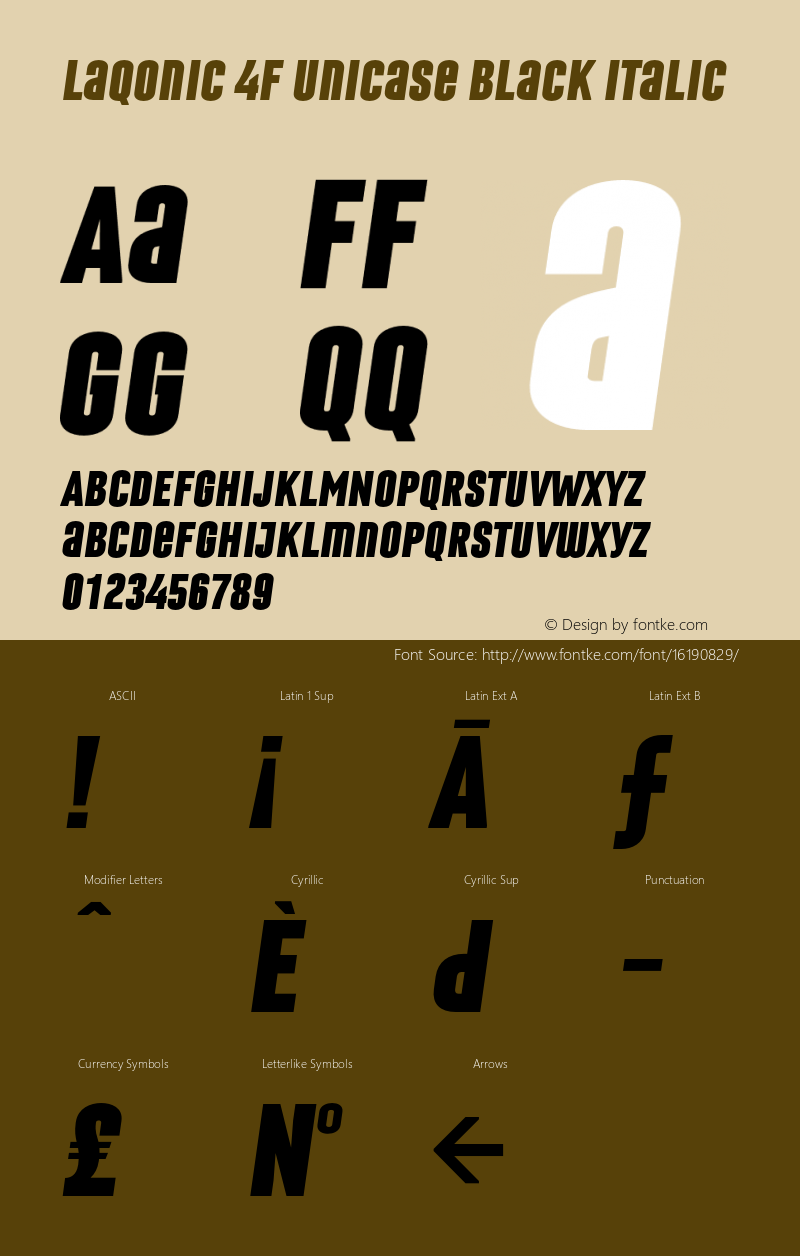 Laqonic 4F Unicase Black Italic 1.0图片样张