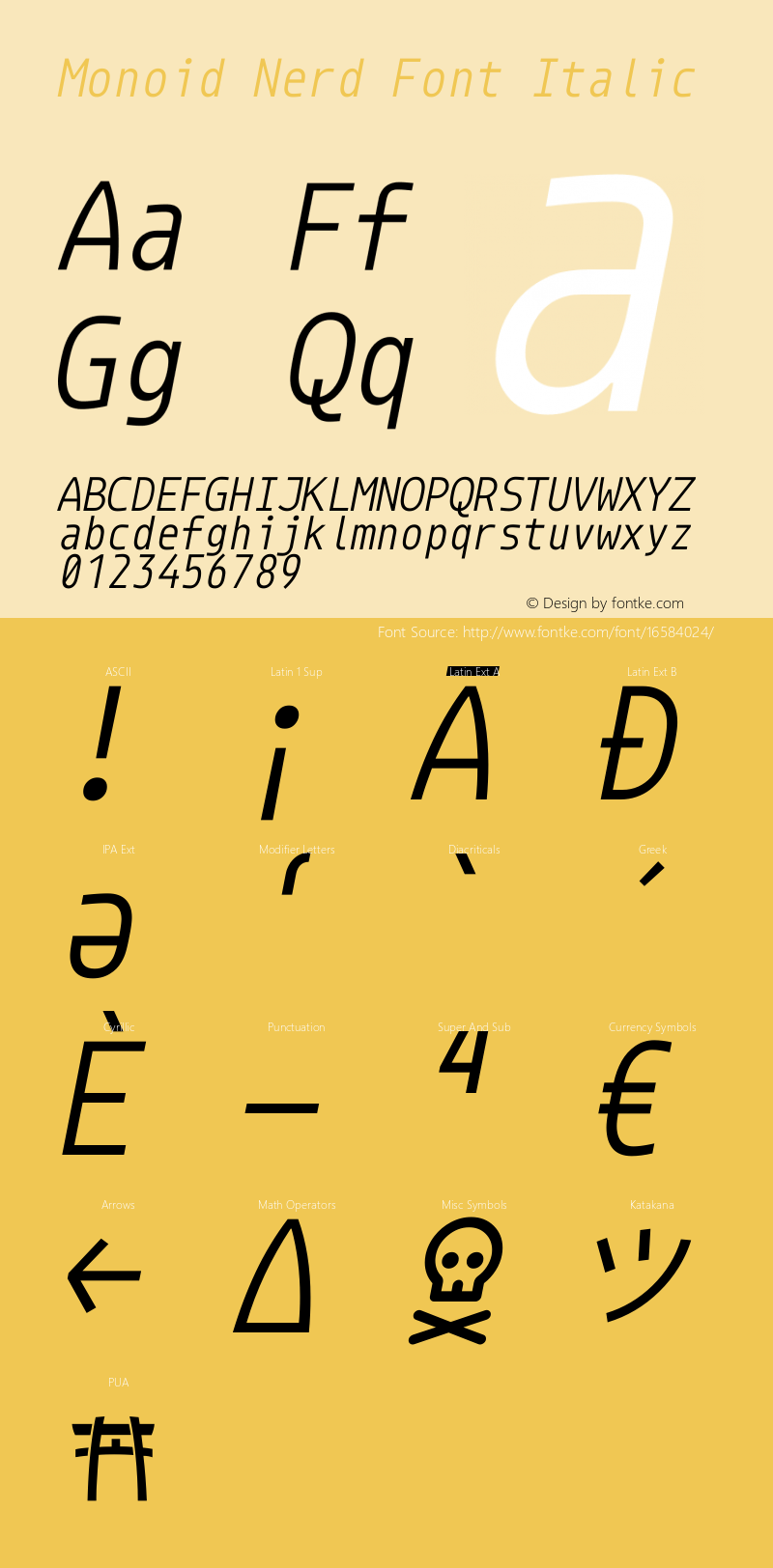 Monoid Nerd Font Italic Version 0.61;Nerd Fonts 0.8.图片样张