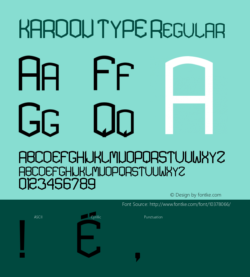 KARDON TYPE Regular Version 1.000  http://www.revision.ru/users/mrFRUKTA图片样张