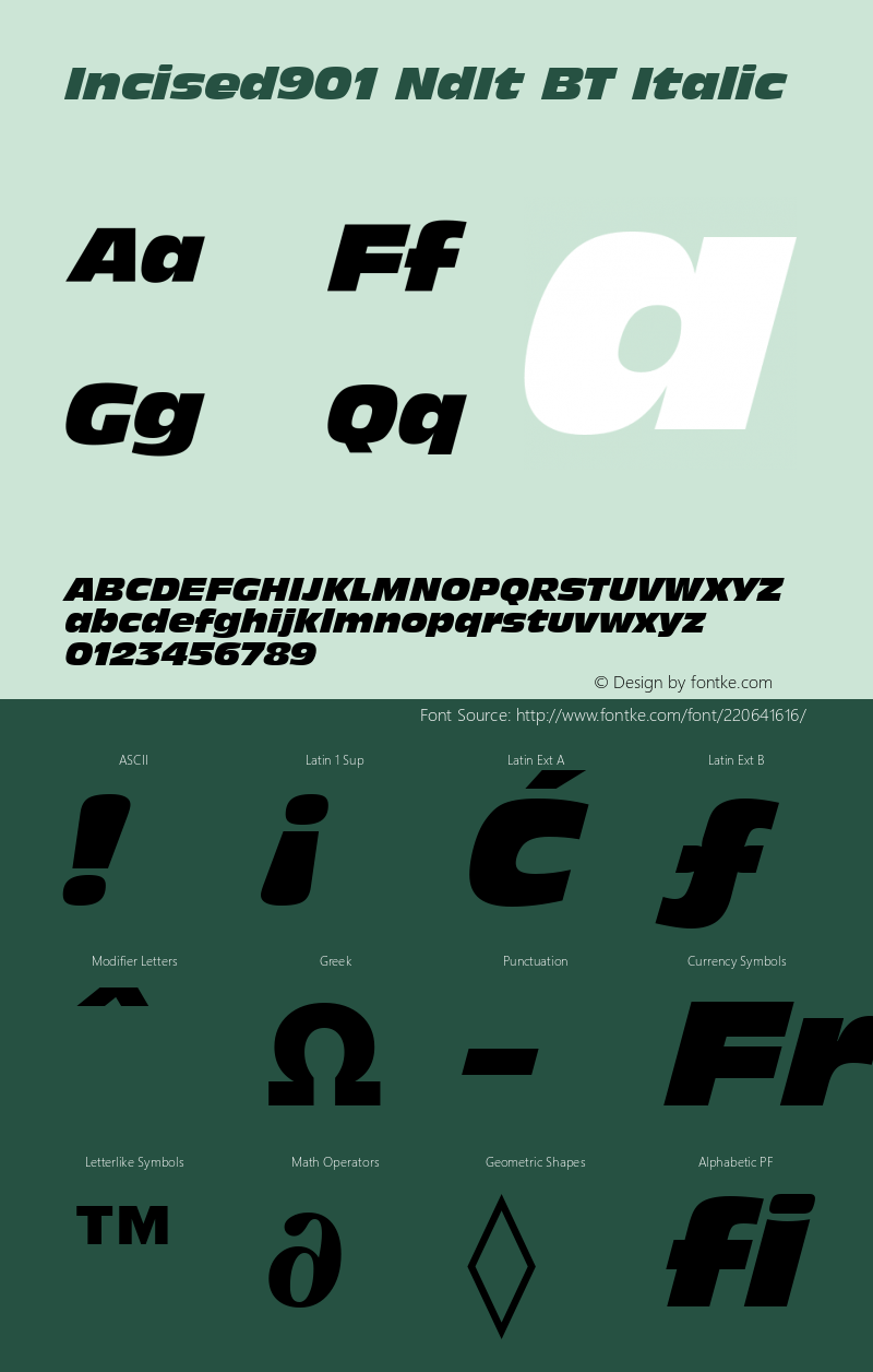 Incised901 NdIt BT Italic Version 1.01 emb4-OT图片样张