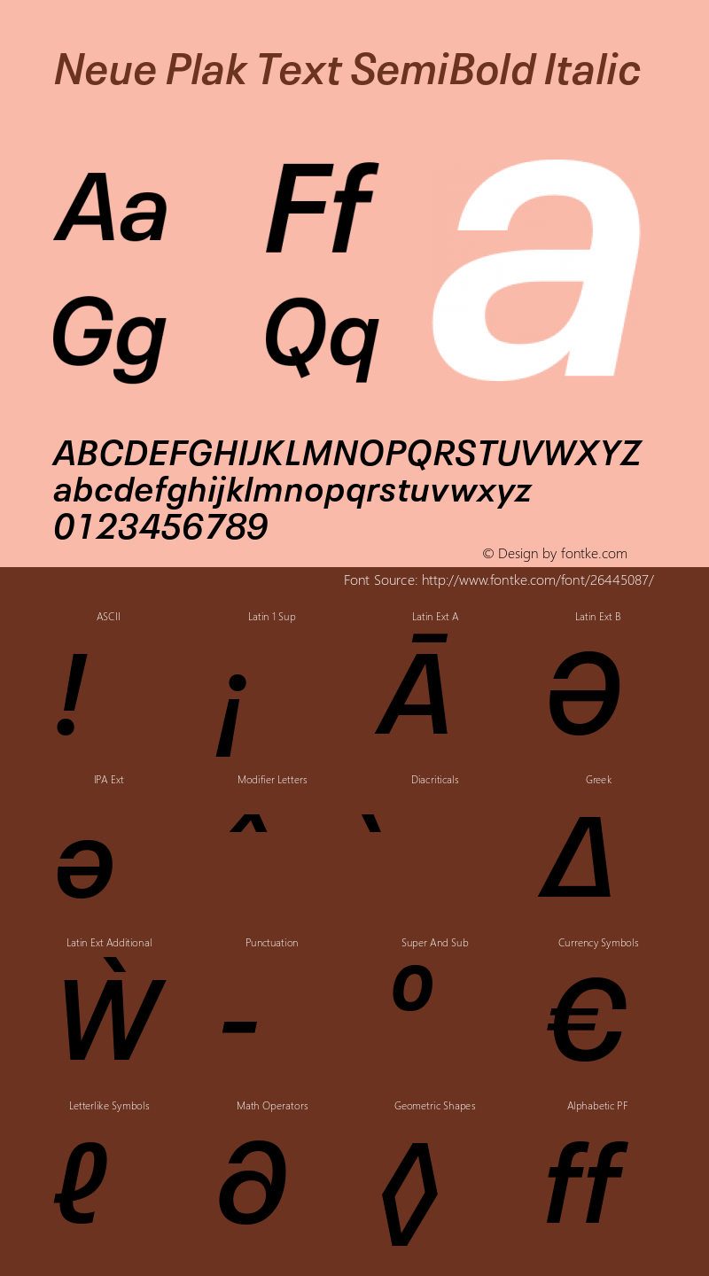 Neue Plak Text SemiBold Italic Version 1.00, build 10, s3图片样张