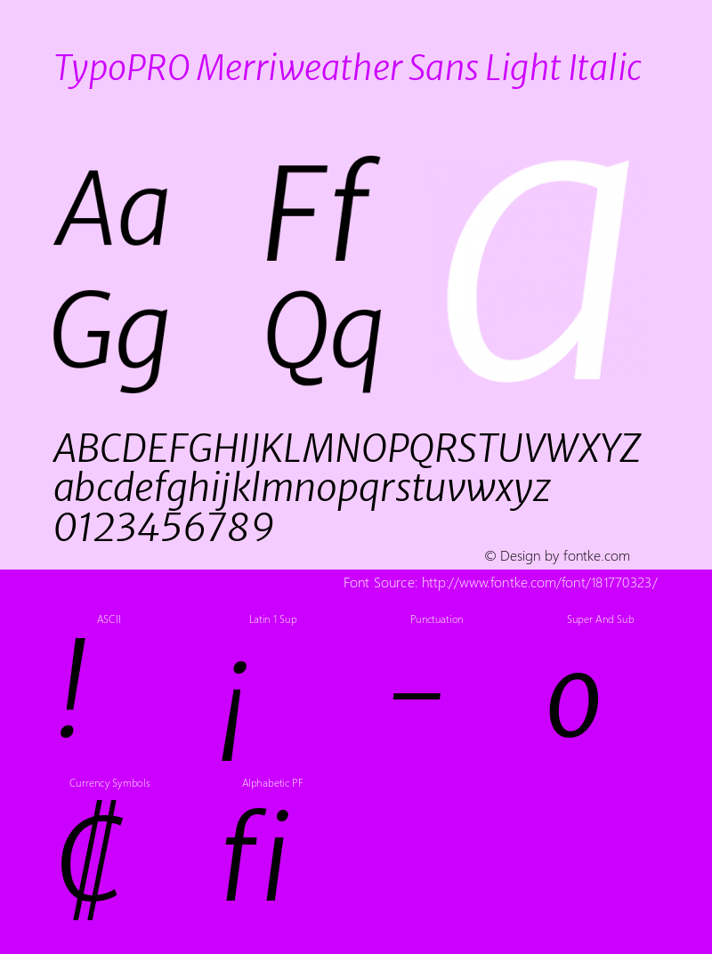 TypoPRO Merriweather Sans Light Italic Version 2.001; ttfautohint (v1.8.3)图片样张