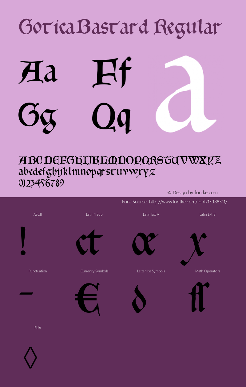 GoticaBastard Regular 1.0 2004-08-14图片样张