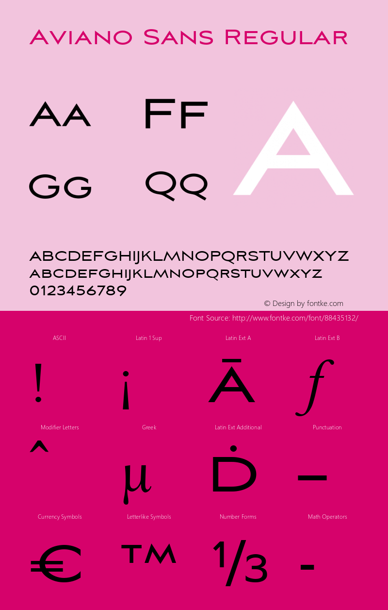 Aviano Sans W05 Regular Version 1.000 2007 initial release图片样张