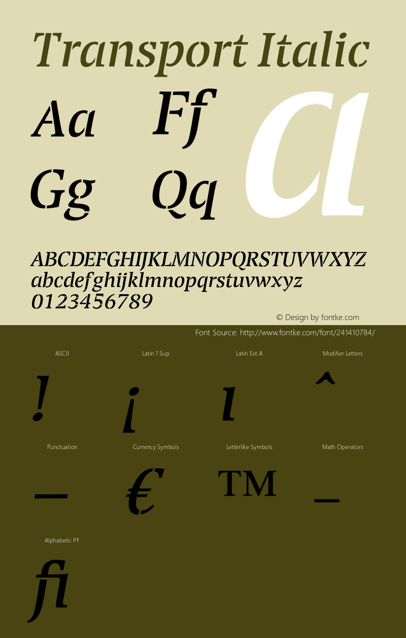 Transport Italic Version 1.00图片样张