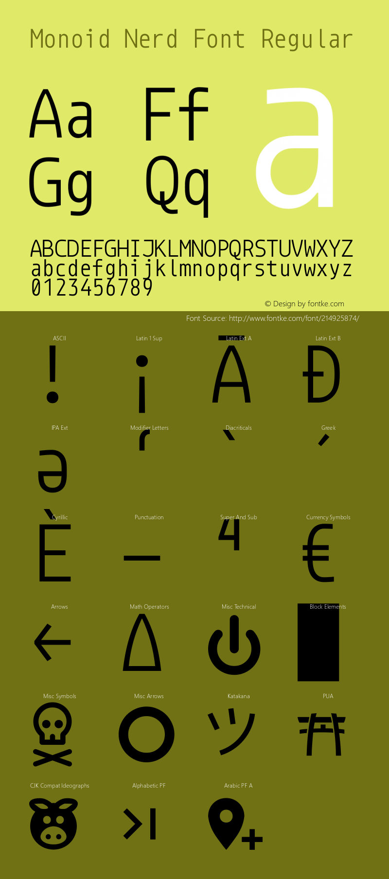 Monoid Regular Nerd Font Complete Version 0.61;Nerd Fonts 2.1.0图片样张