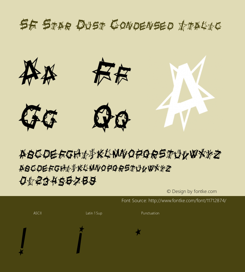 SF Star Dust Condensed Italic Version ver 1.0; 1999. Freew图片样张