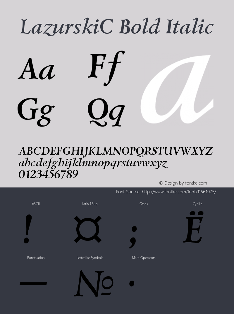 LazurskiC Bold Italic Version 001.000图片样张