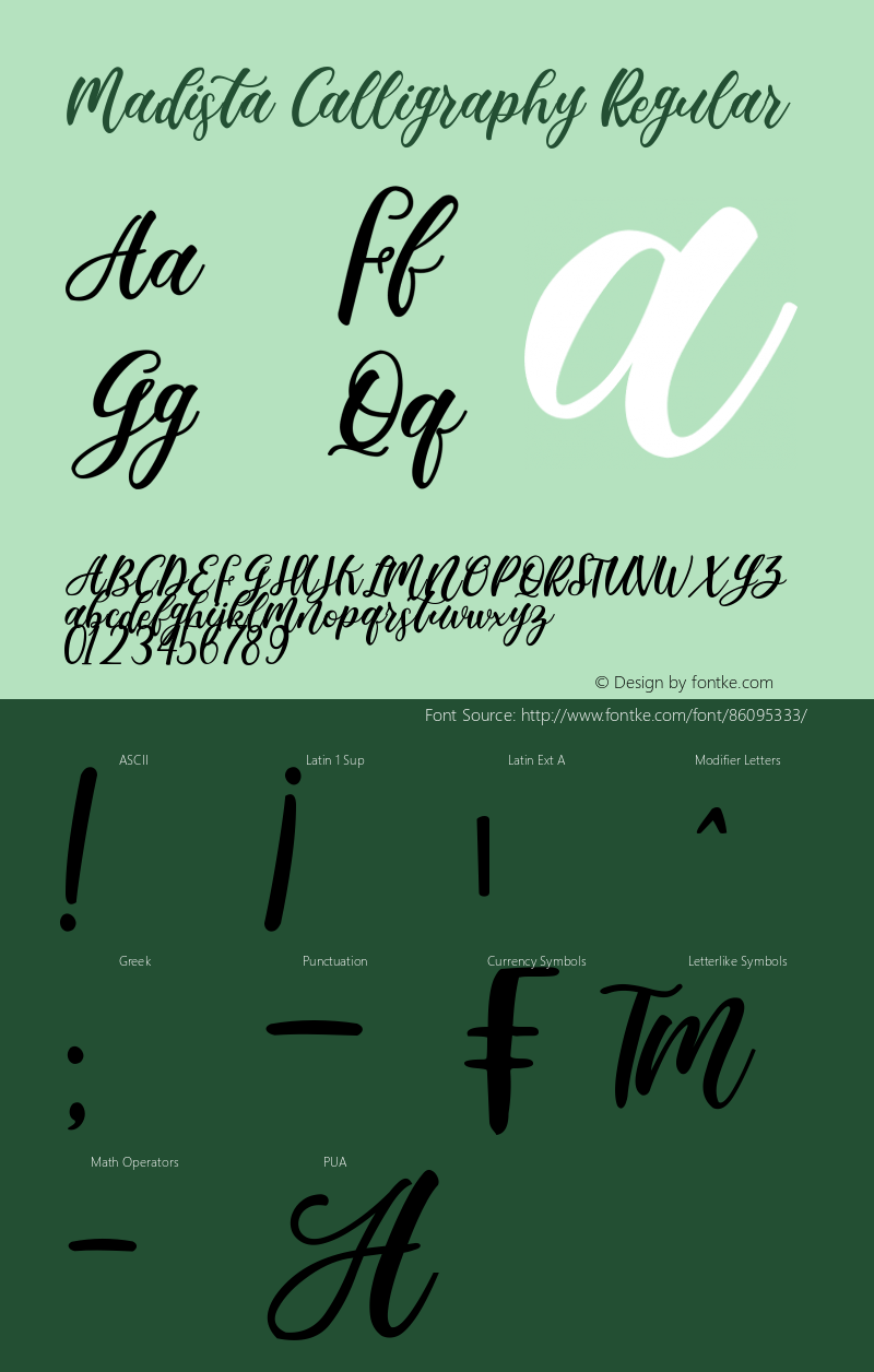 Madista Calligraphy Version 1.00;December 2, 2020;FontCreator 11.5.0.2427 32-bit图片样张