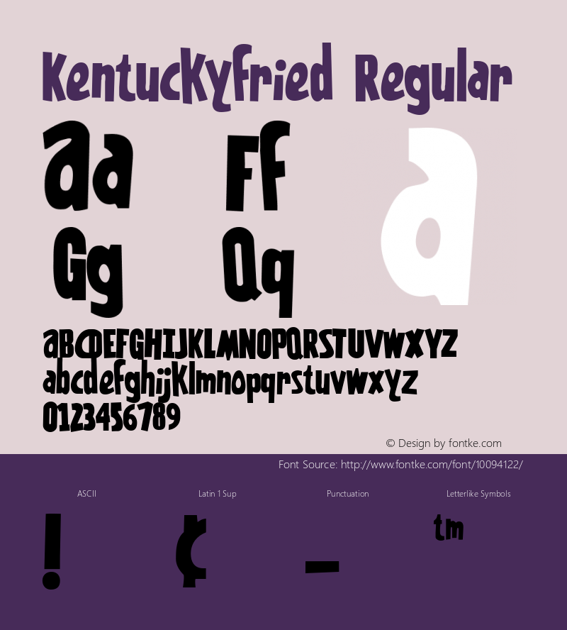 Kentuckyfried Regular Macromedia Fontographer 4.1.3 2/5/98图片样张