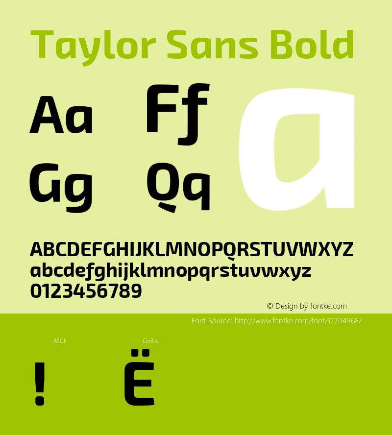 Taylor Sans Bold Version 1.001 September 8, 2015; ttfautohint (v1.4.1)图片样张