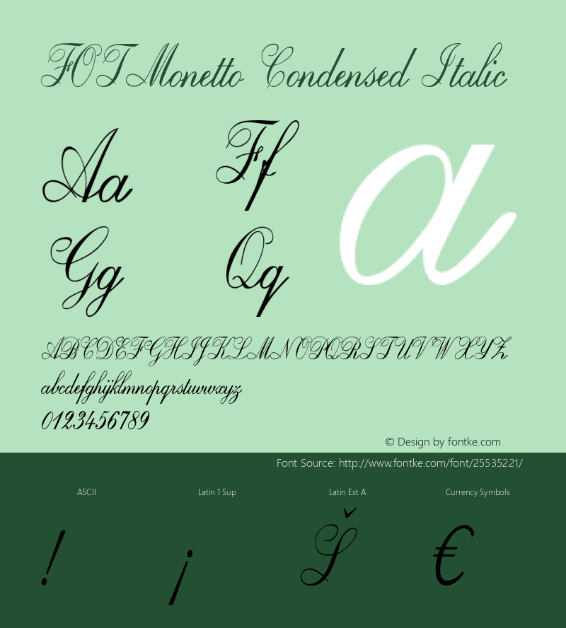 FOTMonetto-CondensedItalic Version 1.000图片样张