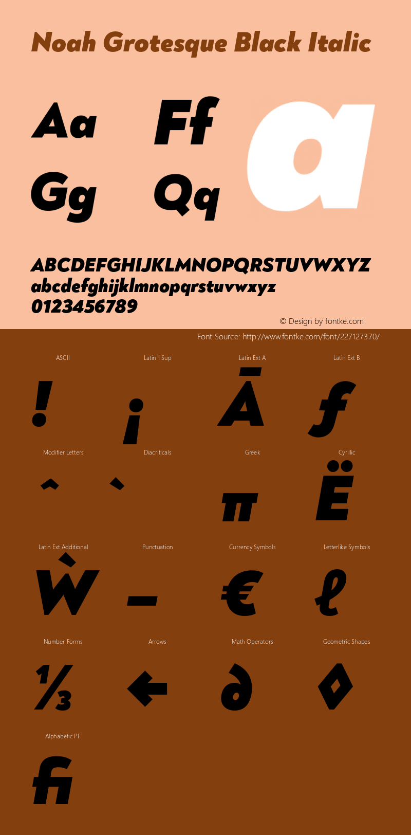 Noah Grotesque Black Italic Version 1.000;PS 001.000;hotconv 1.0.88;makeotf.lib2.5.64775图片样张