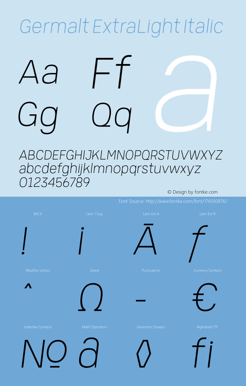 Germalt-ExtraLightItalic Version 1.000图片样张