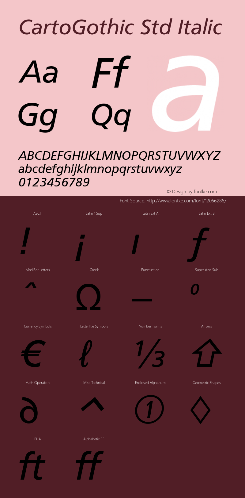 CartoGothic Std Italic Version 1.061图片样张