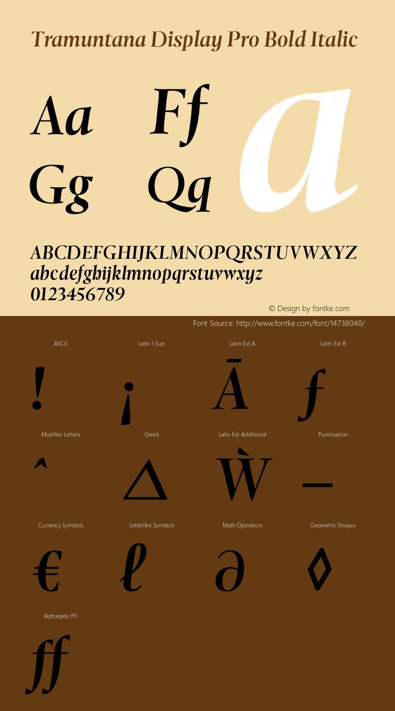 Tramuntana Display Pro Bold Italic Version 2.000图片样张