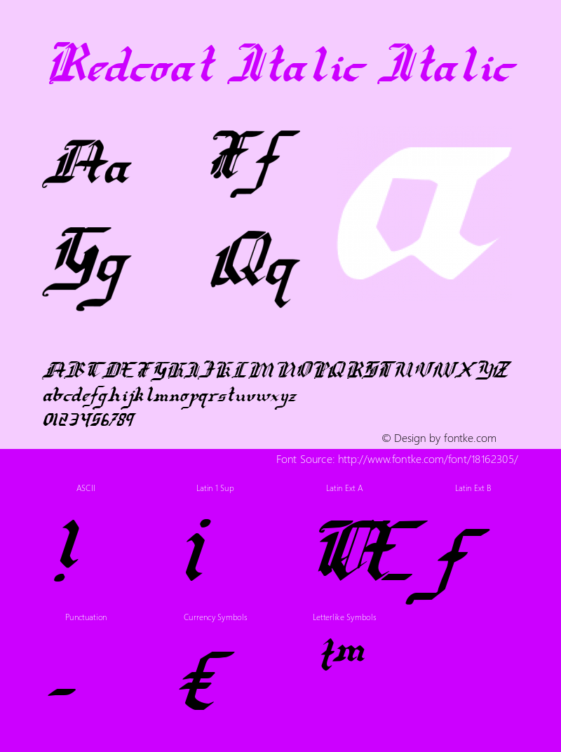 Redcoat Italic Italic 001.000图片样张