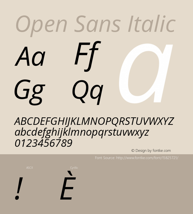 Open Sans Italic Version 1.10; ttfautohint (v1.4.1)图片样张