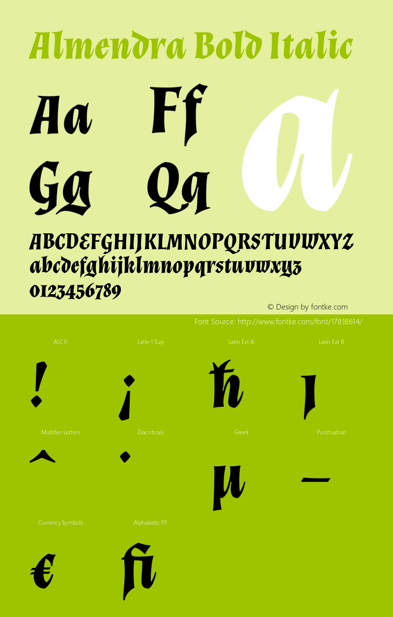 Almendra Bold Italic Version 1.003图片样张