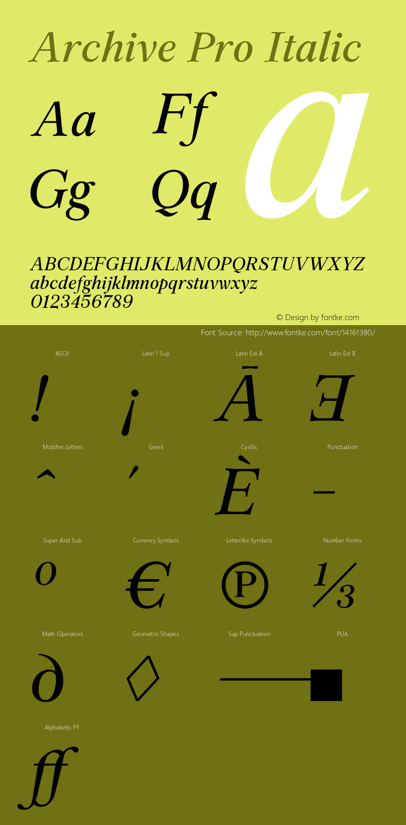 Archive Pro Italic Version 1.000图片样张