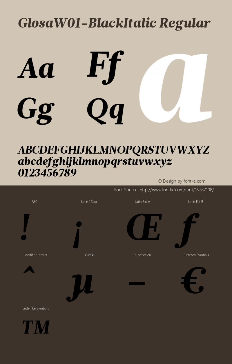 GlosaW01-BlackItalic Regular Version 1.00图片样张