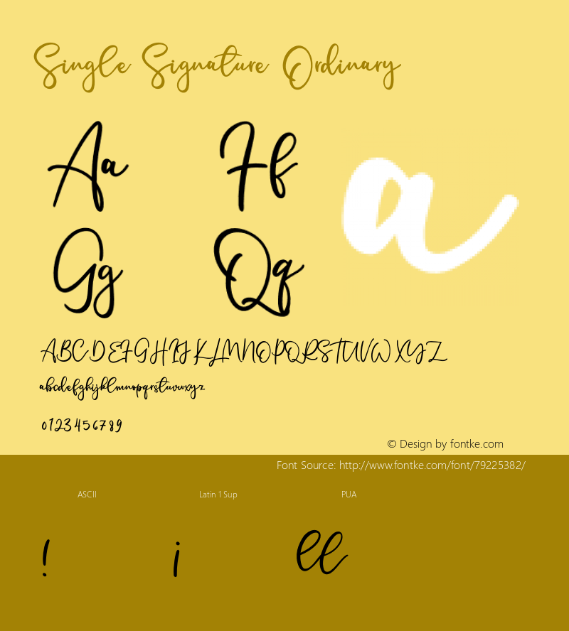 Single Signature Ordinary Version 1.00;June 18, 2020;FontCreator 12.0.0.2563 64-bit图片样张