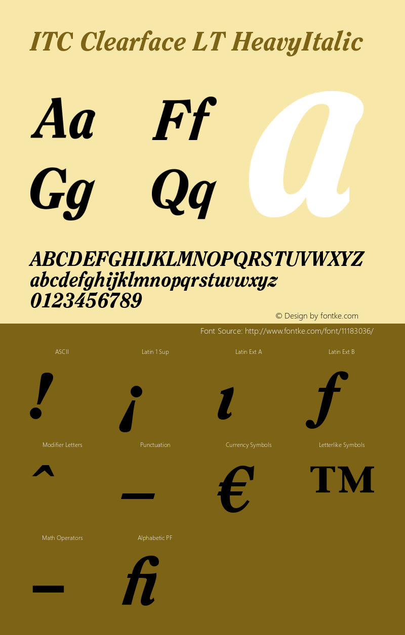 ITC Clearface LT HeavyItalic Version 006.000图片样张